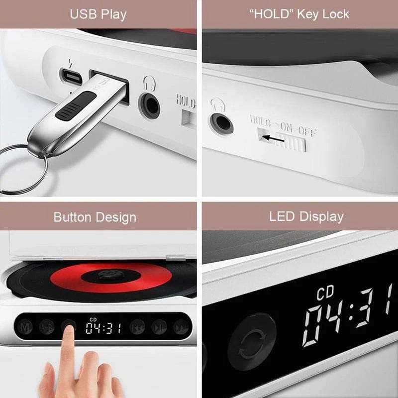 2025 Hot Selling Nostalgia Portable Bluetooth-Compatible CD player